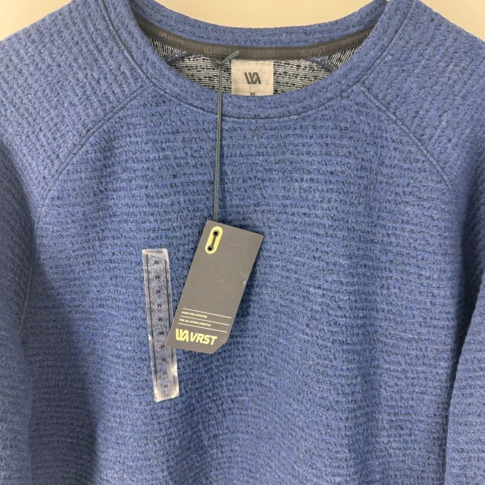 VRST Mens Recharge Lunar Crew Neck Sweatshirt Dark  Blue Textured UPF 50+ M NEW
